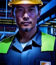  戴安全帽工人近景特写5464#竖屏 	 