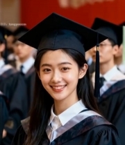  大学女生毕业时微笑特写2228#竖屏 	 