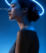  带光环的女性特写素材3784#竖屏 	 