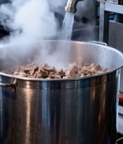  大锅中注水烹饪肉类素材4945#竖屏 	 