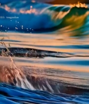  大海日落海浪实拍素材5922#竖屏 	 