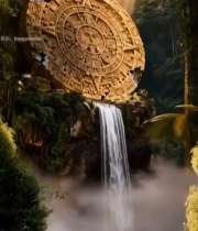  丛林中古老玛雅石盘6742#竖屏 	 