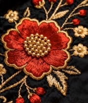  刺绣花卉图案特写3618#竖屏 	 