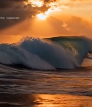  大海日落海浪景观6967#竖屏 	 