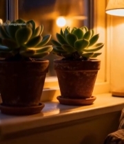  窗边两盆多肉植物特写1111#竖屏 	 