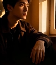  窗边男子沐浴阳光侧坐画面(1)5340#竖屏 	 