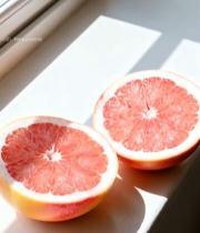  窗边摆放的两半红心柚(1)4509#竖屏 	 