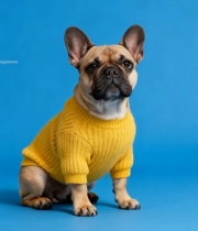  穿黄色毛衣的法斗犬272#竖屏 	 