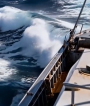  船行海上的海浪景象734#竖屏 	 