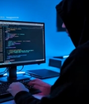  穿连帽衫者电脑前敲代码2277#竖屏 	 