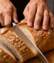  厨师切面包素材4654#竖屏 	 