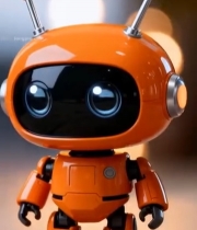  橙色小机器人特写素材(1)2049#竖屏 	 