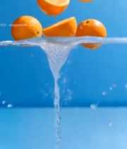  橙子入水特写素材7815#竖屏 	 