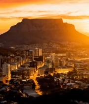  城市与山景的日落全景2905#竖屏 	 