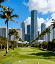  城市中的高尔夫球场景观3254#竖屏 	 