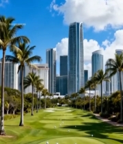  城市中高尔夫球场全景6905#竖屏 	 