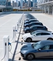  城市中新能源汽车充电桩场景7759#竖屏 	 