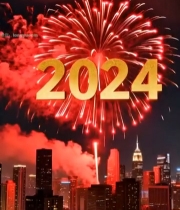  城市夜空新年烟花绽放113#竖屏 	 