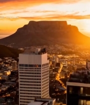  城市与山峦日落全景素材6761#竖屏 	 