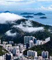  城市山海景观俯瞰1850#竖屏 	 