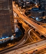  城市立交桥夜景车流1684#竖屏 	 