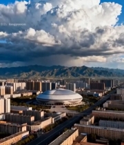  城市建筑与天空巨云俯瞰素材5222#竖屏 	 