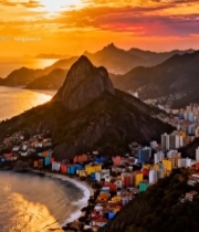  城市海岸日落自然风光7644#竖屏 	 