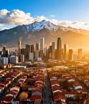  城市风光与雪山全景素材7603#竖屏 	 