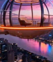  城市高空透明球形观景舱4995#竖屏 	 