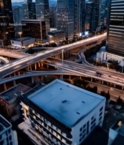  城市高架桥与摩天大楼全景1927#竖屏 	 