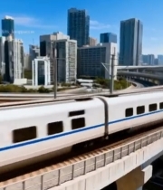  城市高架桥高铁行驶画面4002#竖屏 	 