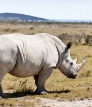  草原上行走的白犀牛(1)3885#竖屏 	 