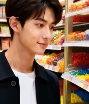  超市内微笑男士特写7469#竖屏 	 