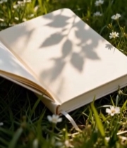  草地上翻开的书籍特写821#竖屏 	 