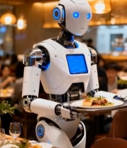  餐厅机器人送餐场景3692#竖屏 	 