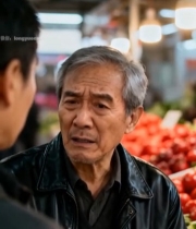  菜市场老人与人交流场景6136#竖屏 	 