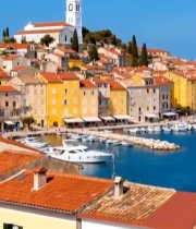  彩色城镇海港全景4872#竖屏 	 