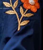  布料上花朵刺绣特写6402#竖屏 	 