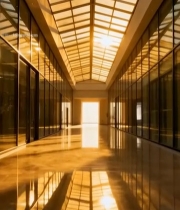  玻璃走廊内阳光洒落景象5329#竖屏 	 