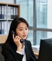  办公室女职员打电话办公1550#竖屏 	 