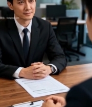  办公室内商务人士面试场景7157#竖屏 	 