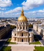  巴黎建筑金顶建筑鸟瞰全景4611#竖屏 	 