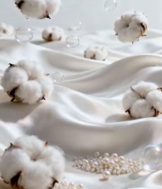  白色布料上的棉花与珍珠2132#竖屏 	 