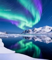  北极极光雪山湖泊景观3550#竖屏 	 