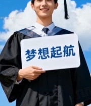  毕业生手持梦想起航标语牌(1)4119#竖屏 	 