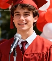  毕业生身着学士服发言837#竖屏 	 