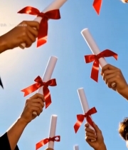  毕业生手持证书对空高举975#竖屏 	 