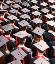  毕业生群体学士服背影(1)7538#竖屏 	 