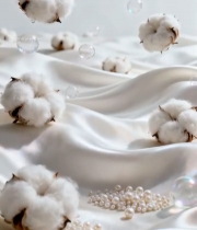  白色布料上的棉花与珍珠2132#竖屏 	 