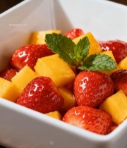  白瓷碗草莓芒果水果拼盘3365#竖屏 	 